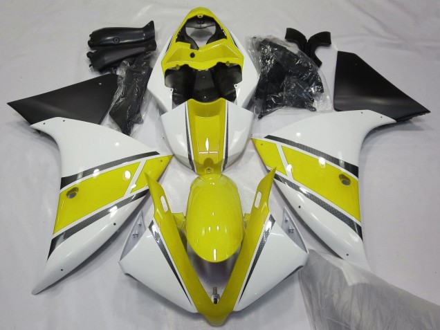 Yamaha YZF 1000 R1 Motorrad Verkleidung 2012-2014 - Weiss Gelb Matt Schwarz