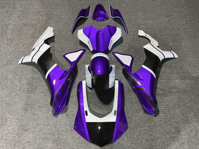 Yamaha YZF 1000 R1 Motorrad Verkleidung 2020-2025 - Lila Weiss Kunst Carbonfaser