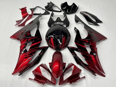 Yamaha YZF R6 Motorrad Verkleidung 2008-2016 - Rot Glanzendes Schwarz Fade