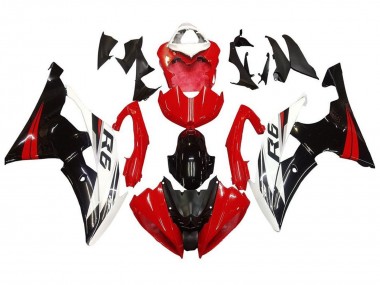 Yamaha YZF R6 Motorrad Verkleidung Kit 2008-2016 - Weiss Rot Glanzendes Schwarz