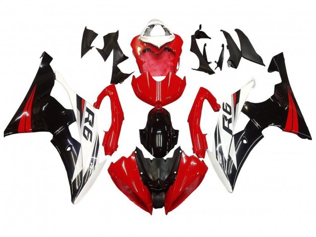 Yamaha YZF R6 Motorrad Verkleidung Kit 2008-2016 - Weiss Rot Glanzendes Schwarz