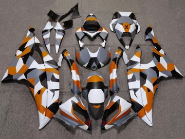 Yamaha YZF R6 Motorrad Verkleidung 2008-2016 - Weiss Orange Grau Schwarz Camouflage