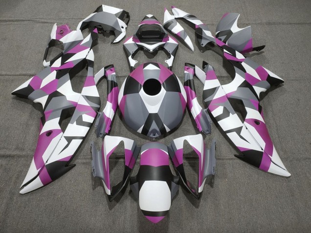 Yamaha YZF R6 Motorrad Verkleidung 2008-2016 - Weiss Rosa Grau Schwarz Camouflage