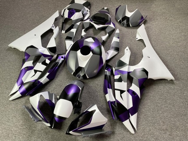 Yamaha YZF R6 Motorrad Verkleidung 2008-2016 - Weiss Lila Grau Schwarz Camouflage
