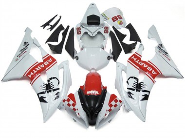 Yamaha YZF R6 Motorrad Verkleidung 2008-2016 - Weiss Rot Schwarz Motul Michelin Abarth 89