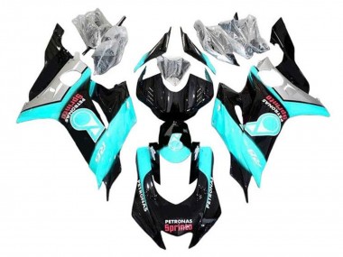Yamaha YZF R6 Motorrad Verkleidung 2017-2023 - Turkis Blau Glanzendes Schwarz Petronas