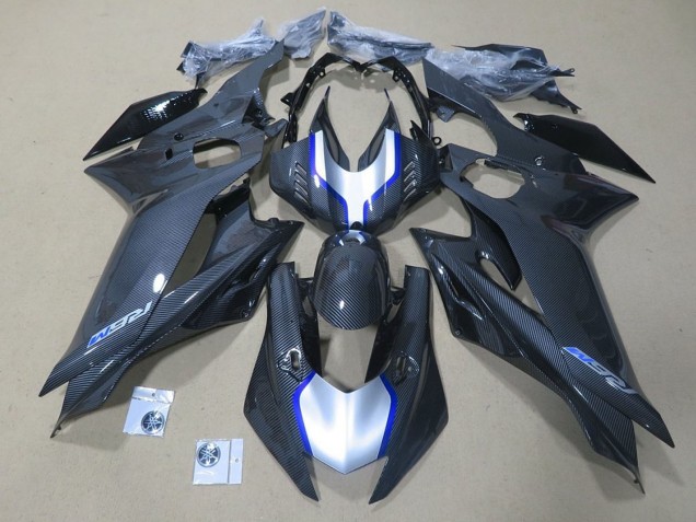 Yamaha YZF R6 Motorrad Verkleidung 2017-2023 - Silber Blau Schwarz Kunst Carbonfaser