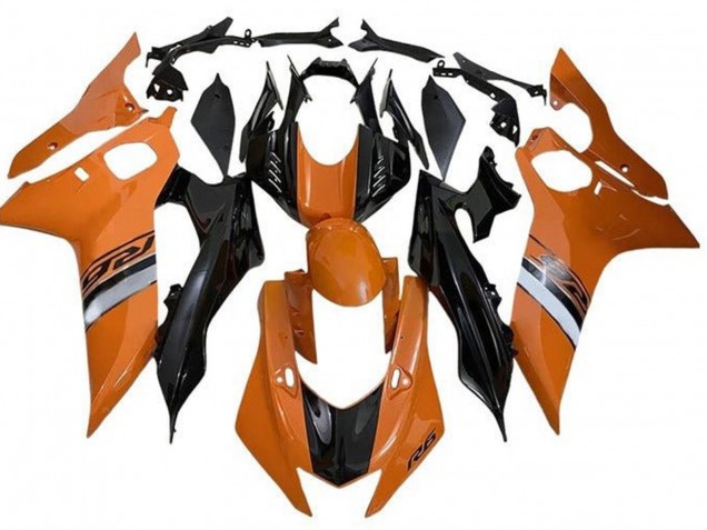 Yamaha YZF R6 Motorrad Verkleidung 2017-2023 - Orange Silber Glanzendes Schwarz