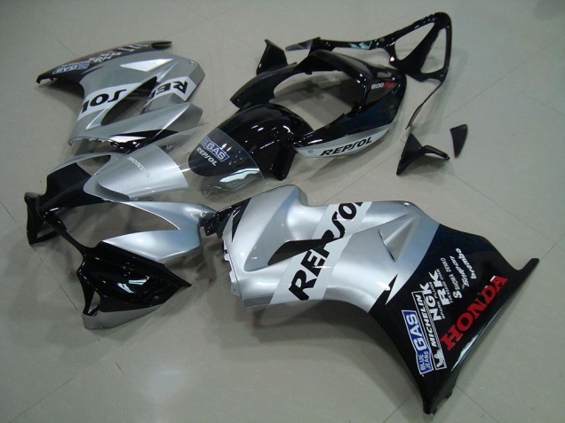 Honda VFR 800 Motorrad Verkleidung 2002-2013 - Silber Glanzendes Schwarz Repsol