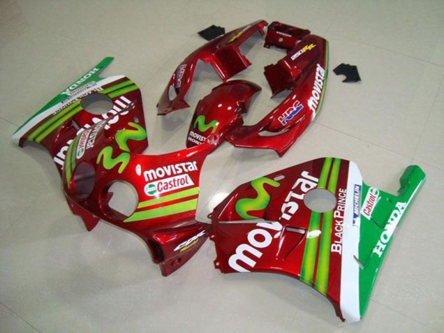Honda CBR250RR MC22 Motorrad Verkleidung 1990-1998 - Rot Weiss Grun MoviStar