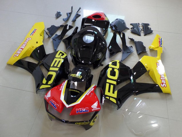 Honda CBR600RR Motorrad Verkleidung 2013-2023 - Gelb Rot Glanzendes Schwarz Geico