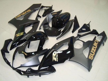 Suzuki GSXR 1000 Motorrad Verkleidung 2005-2006 - Glanzendes Schwarz Matt Schwarz Gold Aufkleber