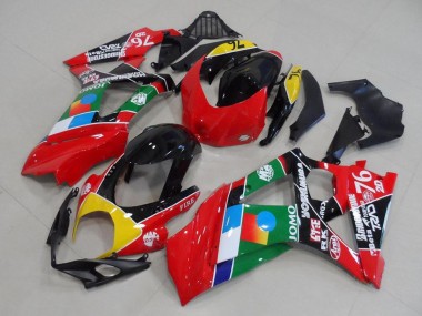 Suzuki GSXR 1000 Motorrad Verkleidung 2007-2008 - Rot Gelb Schwarz Blau Weiss Grun