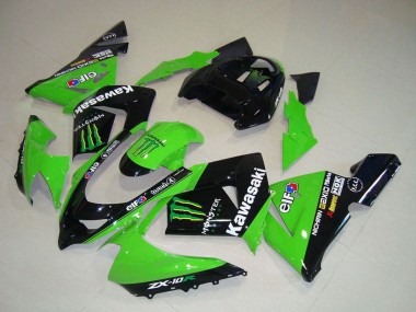 Kawasaki ZX10R Motorrad Verkleidung 2004-2005 - Grun Schwarz Monster Elf