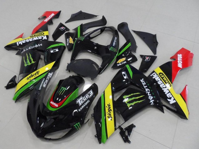Kawasaki ZX10R Motorrad Verkleidung 2006-2007 - Glanzendes Schwarz Rot Gelb Grun Monster