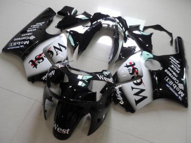 Kawasaki ZX12R Motorrad Verkleidung 2000-2001 - Glanzendes Schwarz Weiss West