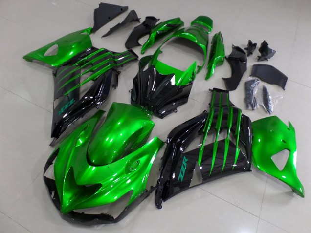 Kawasaki ZX14R ZZR1400 Motorrad Verkleidung 2012-2024 - Grun Glanzendes Schwarz