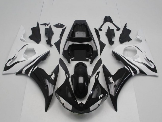 Yamaha YZF R6 Motorrad Verkleidung 2003-2004 - Weiss Glanzendes Schwarz