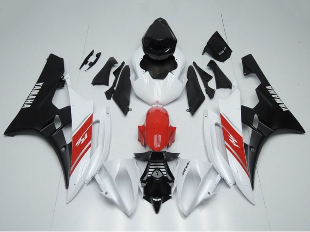 Yamaha YZF R6 Motorrad Verkleidung 2006-2007 - Weiss Rot Matt Schwarz