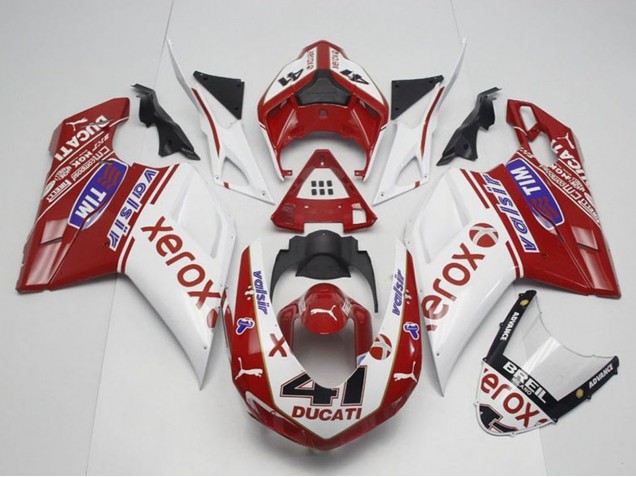 Ducati 848 1098 1198 Motorrad Verkleidung 2007-2014 - Weiss Rot Glanzendes Schwarz Valsir Xerox OEM Stil 41