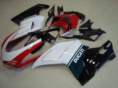 Ducati 1098 Motorrad Verkleidung 2007-2014 - Weiss Rot Glanzendes Schwarz