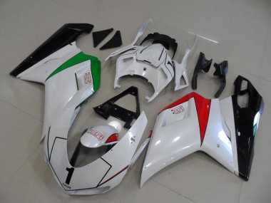 Ducati 848 1098 1198 Motorrad Verkleidung 2007-2014 - Glanzendes Weiss Rot Grun Glanzendes Schwarz