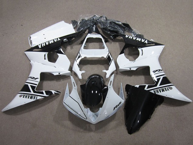 Yamaha YZF R6 Motorrad Verkleidungen Kit 2003-2004 - Weiss Glanzendes Schwarz