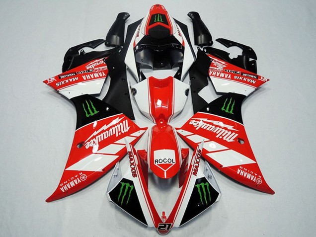 Yamaha YZF R1 Motorrad Verkleidung 2012-2014 - Weiss Grau Glanzendes Schwarz Grun Monster Milwaukee Maxxis Rocol
