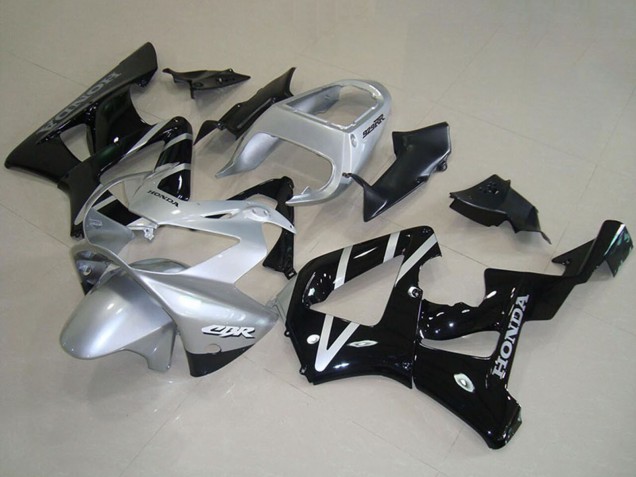 Honda CBR900RR 929 Motorrad Verkleidung 2000-2001 - Silber Glanzendes Schwarz