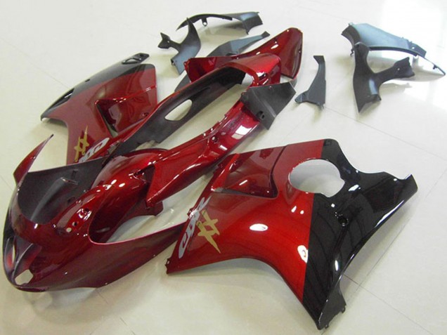 Honda CBR1100XX Blackbird Motorrad Verkleidung 1996-2007 - Bonbon Rot Glanzendes Schwarz