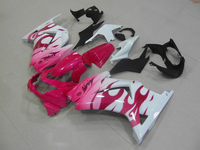 Kawasaki ZX250R Motorrad Verkleidung 2008-2012 - Weiss Rosa Flamme
