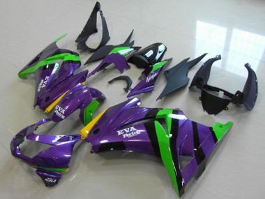 Kawasaki ZX250R Motorrad Verkleidung 2008-2012 - Lila Grun Gelb Schwarz EVA Rennen