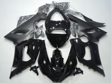 Kawasaki ZX6R Motorrad Verkleidung 2005-2006 - Glanzendes Schwarz Matt Schwarz