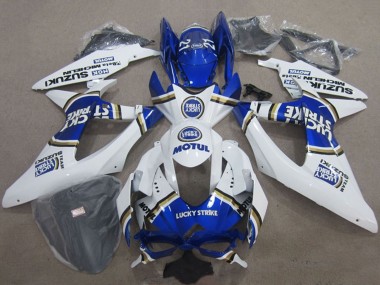 Suzuki GSXR 600 Motorrad Verkleidung 2008-2010 - Weiss Blau Lucky Strike Motul