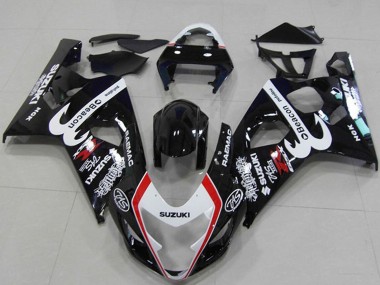 Suzuki GSXR 750 Motorrad Verkleidung 2004-2005 - Glanzendes Schwarz Weiss Rot Leuchtfeuer