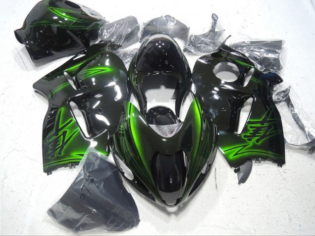 Suzuki GSXR 1300 Hayabusa Motorrad Verkleidung 1996-2007 - Glanzendes Schwarz Grun