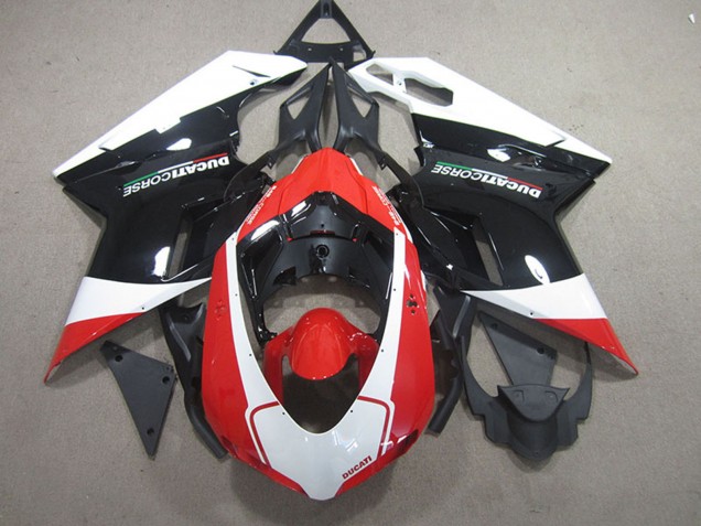 Ducati 848 1098 1198 Motorrad Verkleidung 2007-2014 - Weiss Rot Glanzendes Schwarz