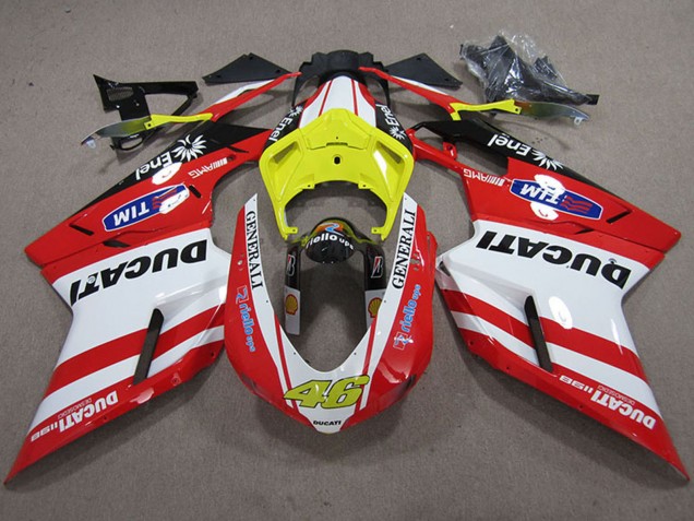 Ducati 1198 Motorrad Verkleidung 2007-2014 - Weiss Gelb Rot Generali 46