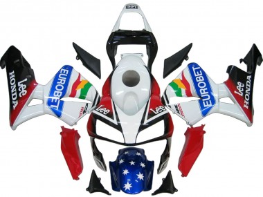 Honda CBR600RR Motorrad Verkleidung 2003-2004 - Weiss Rot Blau Glanzendes Schwarz EuroBet