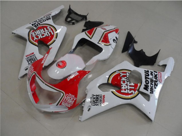 Suzuki GSXR 1000 Motorrad Verkleidung 2000-2002 - Weiss Rot Lucky Strike