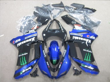 Schwarz Blau Grün Monster 2007-2008 ZX6R Motorrad Verkleidungen