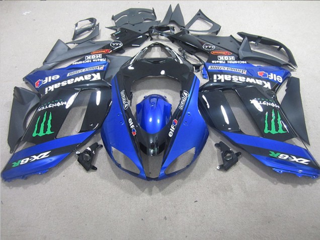 Schwarz Blaus Monster 2007-2008 ZX6R Motorrad Verkleidung Schwarz Blaus Monster 2007-2008 ZX6R Motorrad Verkleidung