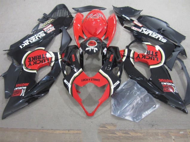 Schwarz Lucky Strike Rot Motul 2005-2006 GSXR 1000 Motorrad Verkleidung Schwarz Lucky Strike Rot Motul 2005-2006 GSXR 1000 Motorrad Verkleidung