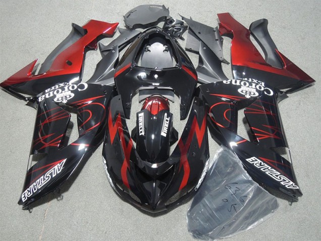 Schwarz Rot Corona Extra 2006-2007 ZX10R Motorrad Verkleidung Schwarz Rot Corona Extra 2006-2007 ZX10R Motorrad Verkleidung