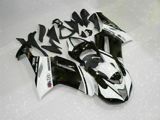 Schwarz Weiß 2007-2008 ZX6R Motorrad Verkleidungen Schwarz Weiß 2007-2008 ZX6R Motorrad Verkleidungen