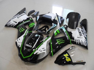 Schwarz Weiß Grün Monster 2000-2001 YZF R1 Motorrad Verkleidung