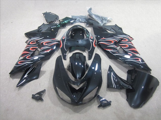 Schwarz Weiß Rot Flamme 2006-2007 ZX10R Motorrad Verkleidung