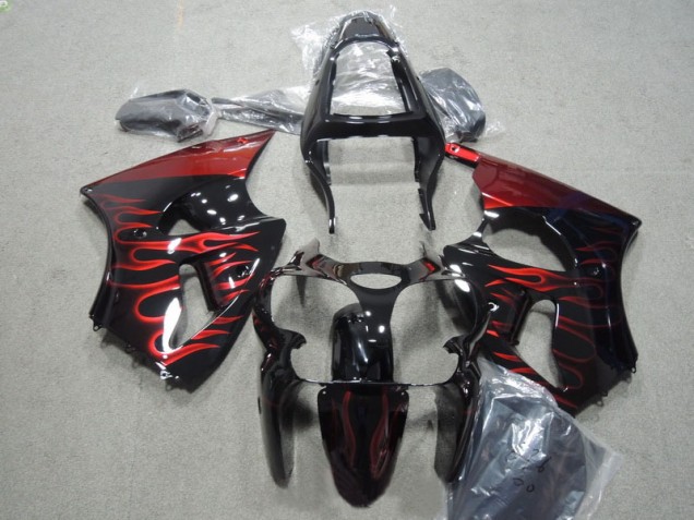 Schwarz rote Flamme 2000-2002 ZX6R Motorrad Verkleidungen Schwarz rote Flamme 2000-2002 ZX6R Motorrad Verkleidungen