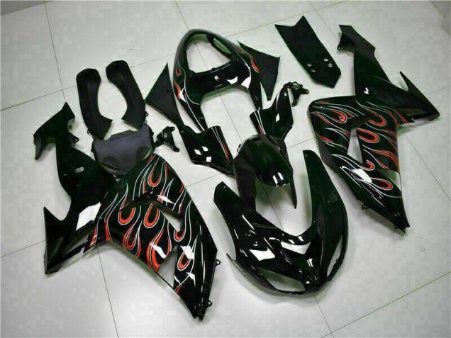 Schwarz rote Flamme 2006-2007 ZX10R Motorrad Verkleidungen Schwarz rote Flamme 2006-2007 ZX10R Motorrad Verkleidungen