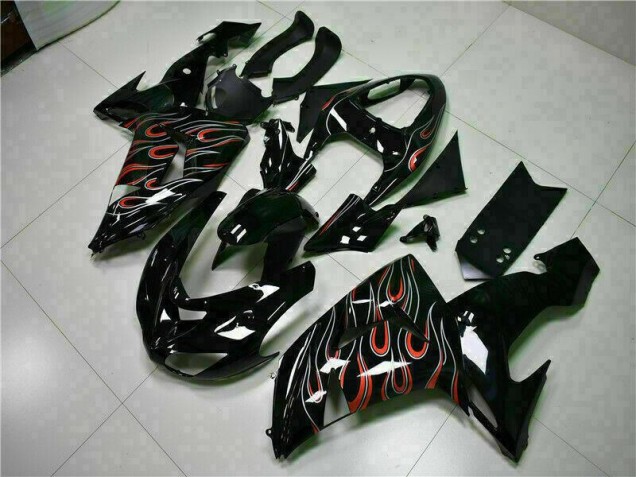 Schwarz rote Flamme 2006-2007 ZX10R Motorrad Verkleidungen Schwarz rote Flamme 2006-2007 ZX10R Motorrad Verkleidungen